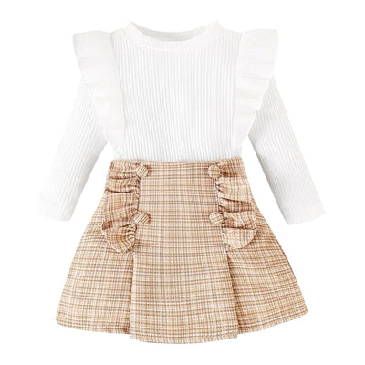 foliet Baby Girl Top and Plaid Skirt Set