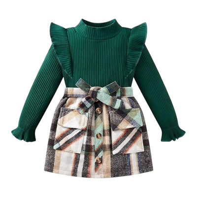 Foliet Cute Toddler Girl Fall Skirt Set