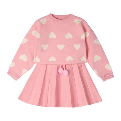 Foliet Toddler Girl Heart Knit Skirt Set